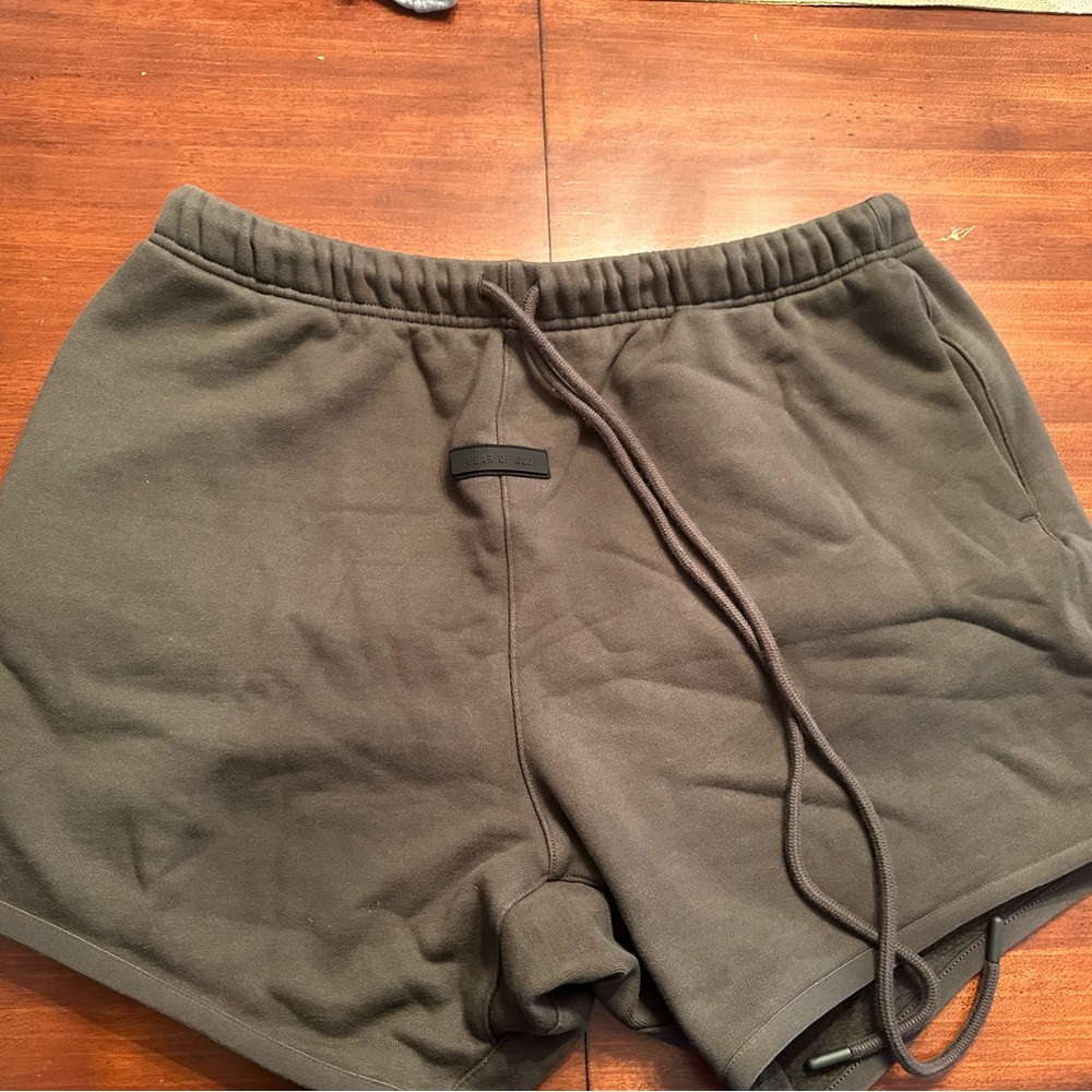 Essentials Green Athletic Shorts with Elastic Waistband